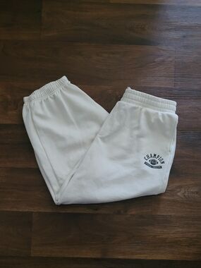 Champion Logo Ribbed Cuff Loose Sweatpant, Men's XL, Cream or Off White